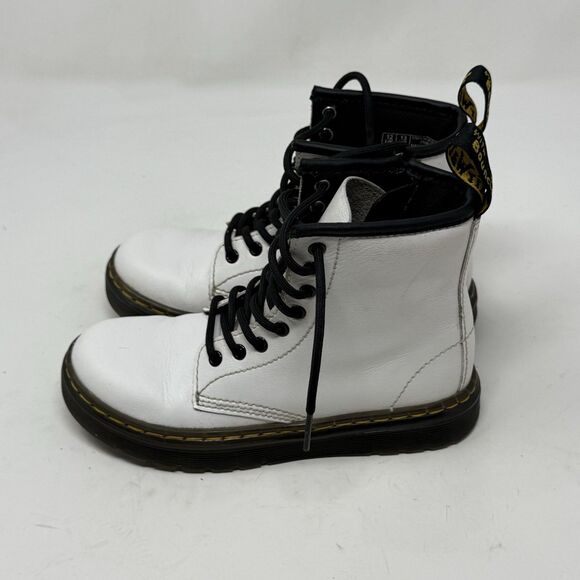 Dr Martens Zavala J Combat Boots Kids Girls Size 13 White Side Zipper Docs Doc - Picture 4 of 16